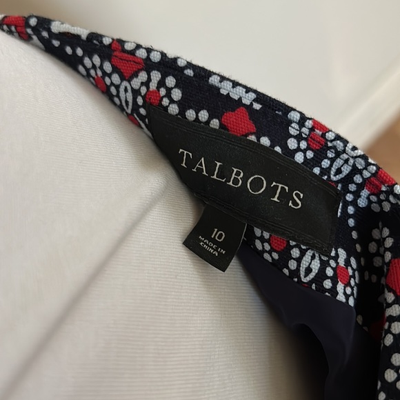 Talbots red, white and navy blue print pencil skirt. Paisley. - Picture 7 of 9